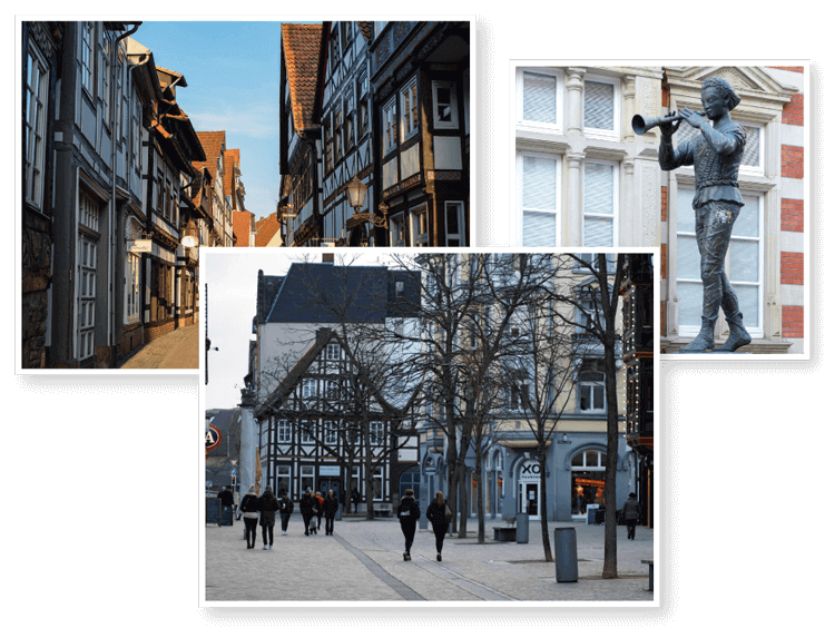 Fotos der Altsadt Hameln und der Rattenfänger Statue